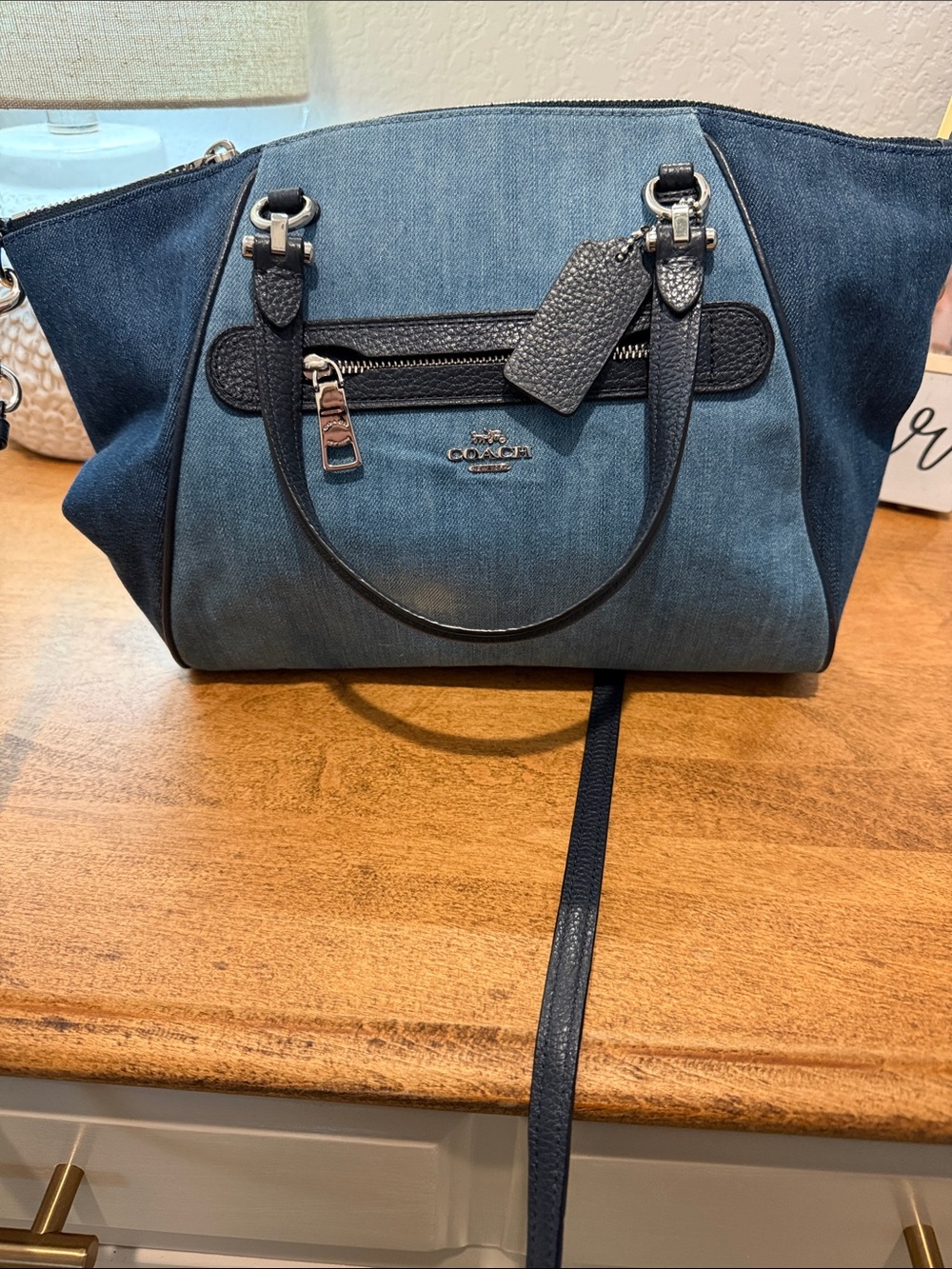 Coach Two-Tone Denim Shoulder Tote